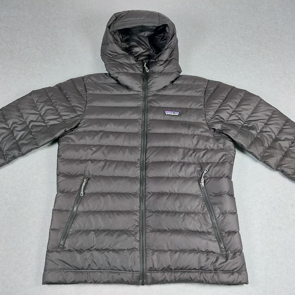 Patagonia Jacket Mens Small Black Down Sweater Hoody Insulated Full Zip Hiking - Picture 2 of 16